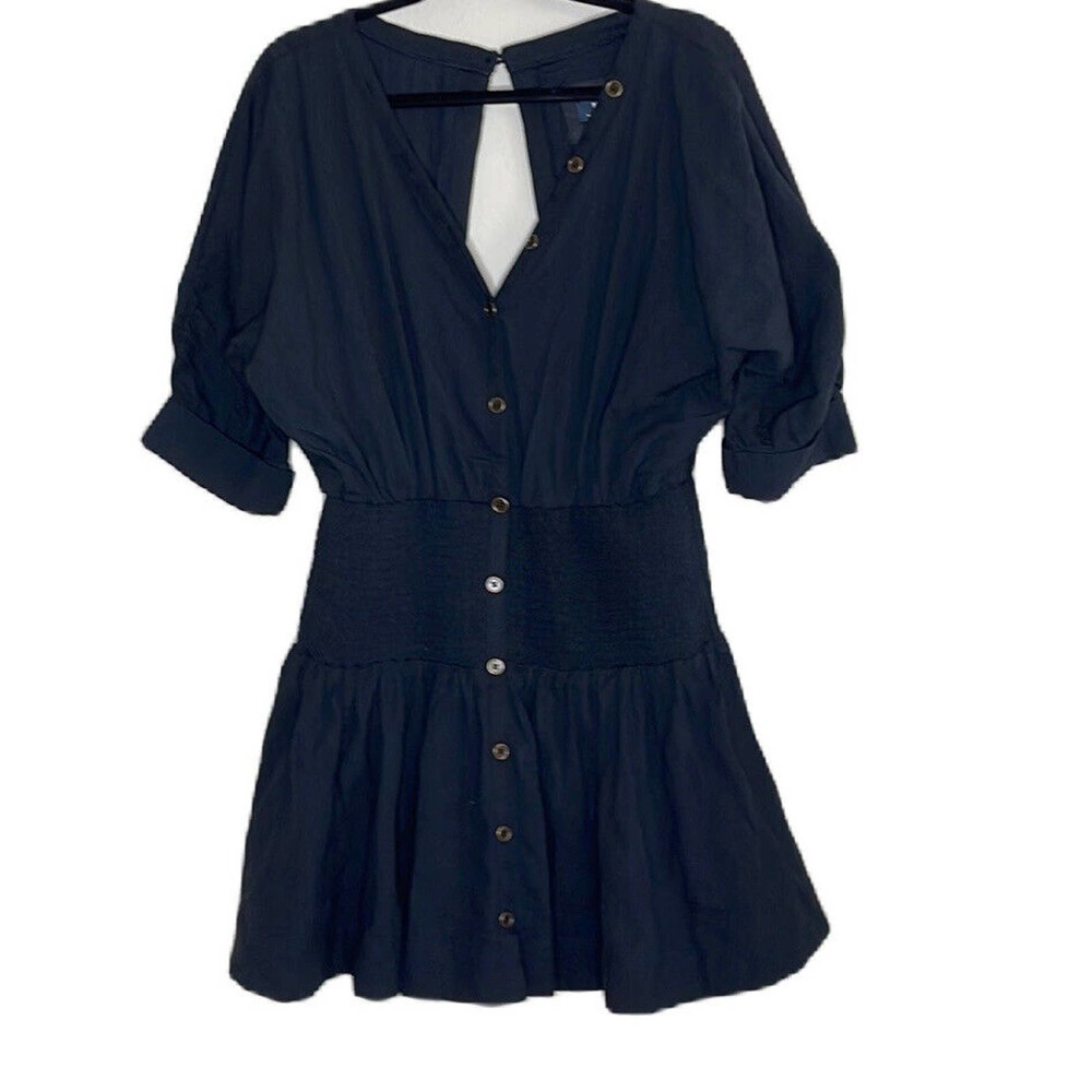 MAEVE BY ANTHROPOLOGIE BUTTON FRONT SHORT SLEEVE BLACK DRESS SIZE M NWT